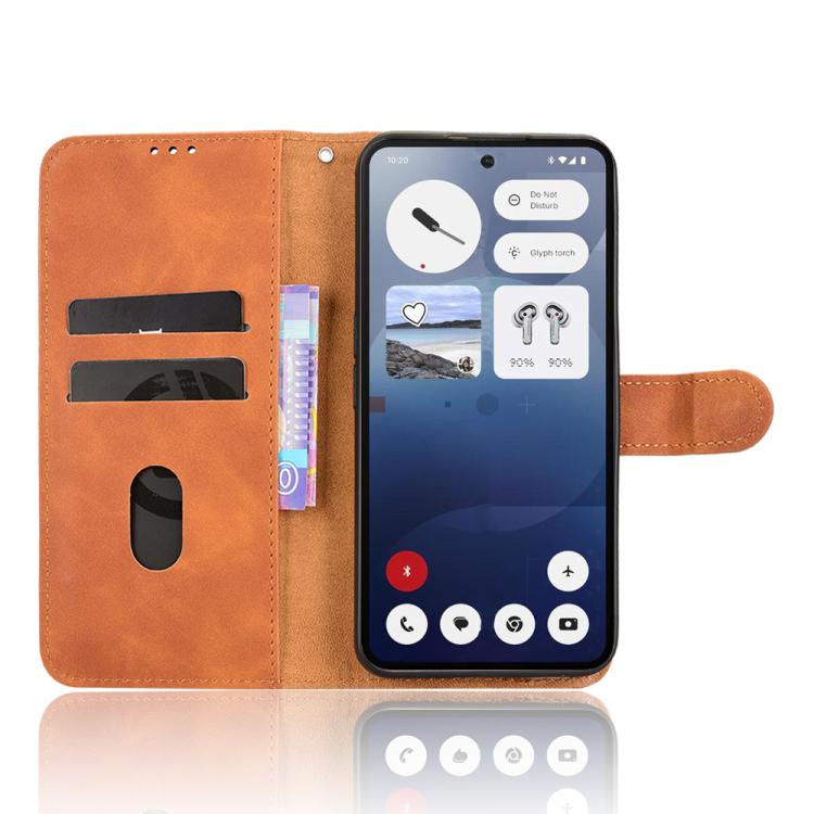 For Nothing Phone 3 Skin Feel Magnetic Flip Leather Phone Case(Brown)