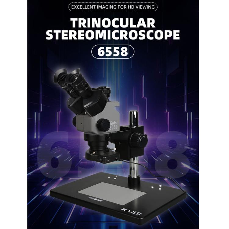 Kaisi 6558 6.5-58X Synchronous Zoom Trinocular Stereo Microscope