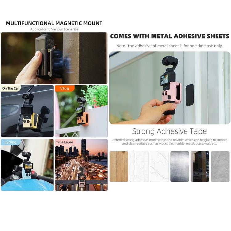 For DJI OSMO Pocket 3 Sunnylife Multifunctional Magnetic Mount Tabletop Base Bracket(Black) - free shipping - PMC TechLife - Order now!