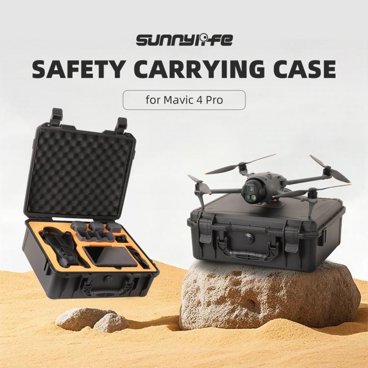 For DJI Mavic 4 Pro Sunnylife Safety Carrying Case Hard Travel Case Large Capacity Water-resistant Shock-proof Box(Black)