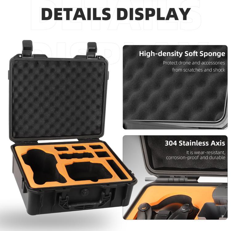 For DJI Mavic 4 Pro Sunnylife Safety Carrying Case Hard Travel Case Large Capacity Water-resistant Shock-proof Box(Black)