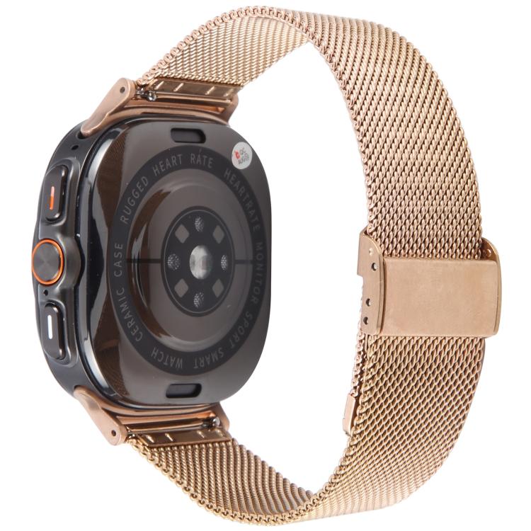 For Samsung Galaxy Watch Ultra 47mm Milanese Integrated Buckle Metal Watch Band(Rose Gold)