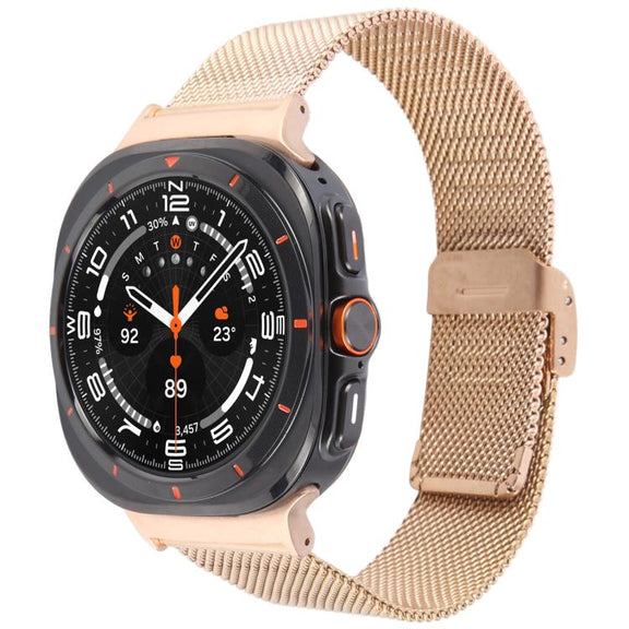 For Samsung Galaxy Watch Ultra 47mm Milanese Integrated Buckle Metal Watch Band(Rose Gold)