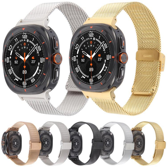For Samsung Galaxy Watch Ultra 47mm Milanese Integrated Buckle Metal Watch Band(Rose Gold)