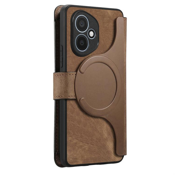 For Honor 400 Global 156.5mm CaseNeo MagSafe RFID Anti-theft Zipper Wallet Retro Leather Phone Case(Brown)