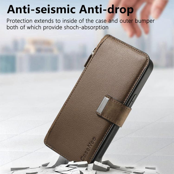 For Honor 400 Global 156.5mm CaseNeo MagSafe RFID Anti-theft Zipper Wallet Retro Leather Phone Case(Brown)