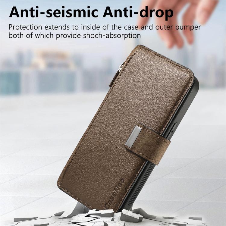 For Honor 400 Global 156.5mm CaseNeo MagSafe RFID Anti-theft Zipper Wallet Retro Leather Phone Case(Brown)