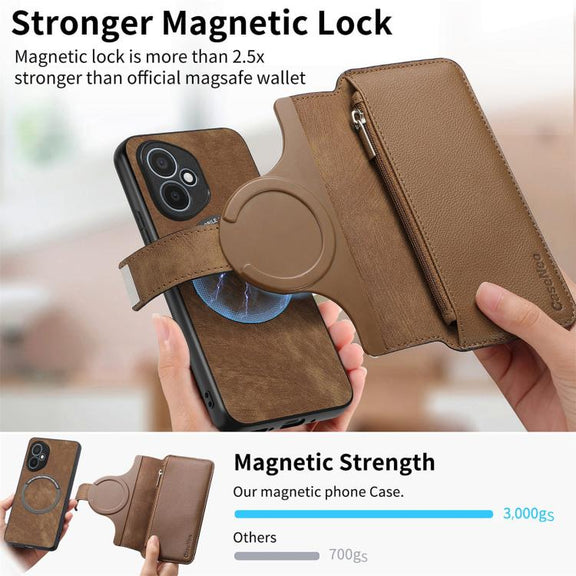 For Honor 400 Global 156.5mm CaseNeo MagSafe RFID Anti-theft Zipper Wallet Retro Leather Phone Case(Brown)
