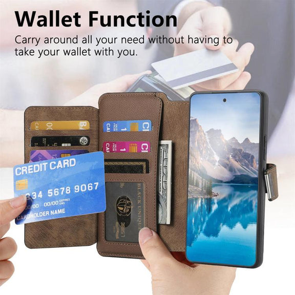 For Honor 400 Global 156.5mm CaseNeo MagSafe RFID Anti-theft Zipper Wallet Retro Leather Phone Case(Brown)