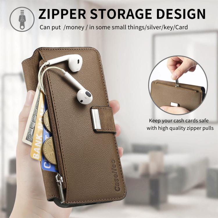 For Honor 400 Global 156.5mm CaseNeo MagSafe RFID Anti-theft Zipper Wallet Retro Leather Phone Case(Brown)