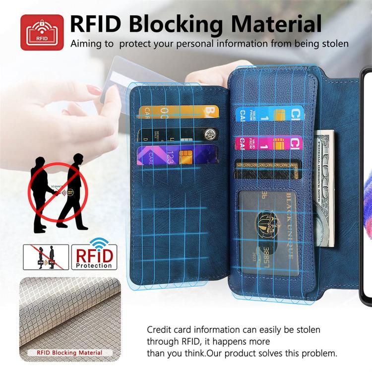 For Honor 400 Global 156.5mm CaseNeo MagSafe RFID Anti-theft Zipper Wallet Retro Leather Phone Case(Blue) - free shipping - PMC Jewellery - Order now!