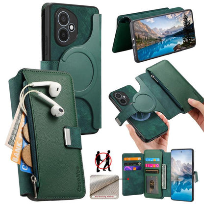For Honor 400 Global 156.5mm CaseNeo MagSafe RFID Anti-theft Zipper Wallet Retro Leather Phone Case(Green) - free shipping - PMC Jewellery - Order now!