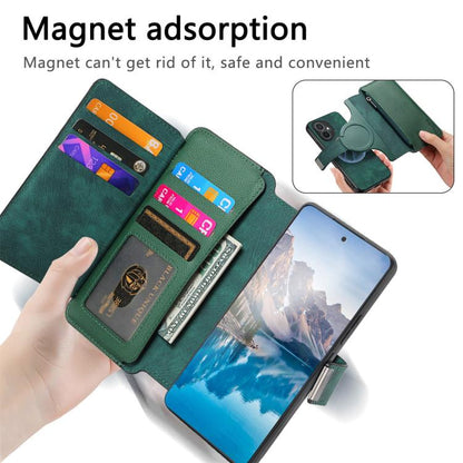For Honor 400 Global 156.5mm CaseNeo MagSafe RFID Anti-theft Zipper Wallet Retro Leather Phone Case(Green) - free shipping - PMC Jewellery - Order now!
