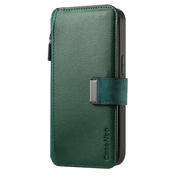 For Honor 400 Global 156.5mm CaseNeo MagSafe RFID Anti-theft Zipper Wallet Retro Leather Phone Case(Green)