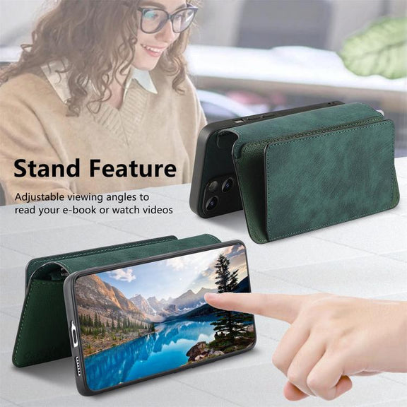 For Honor 400 Global 156.5mm CaseNeo MagSafe RFID Anti-theft Zipper Wallet Retro Leather Phone Case(Green)
