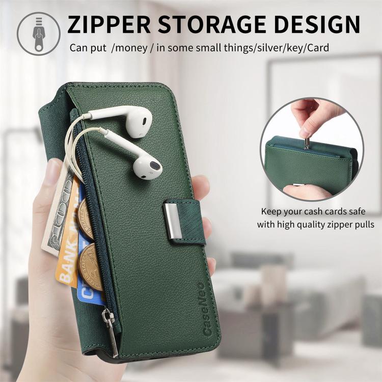 For Honor 400 Global 156.5mm CaseNeo MagSafe RFID Anti-theft Zipper Wallet Retro Leather Phone Case(Green)