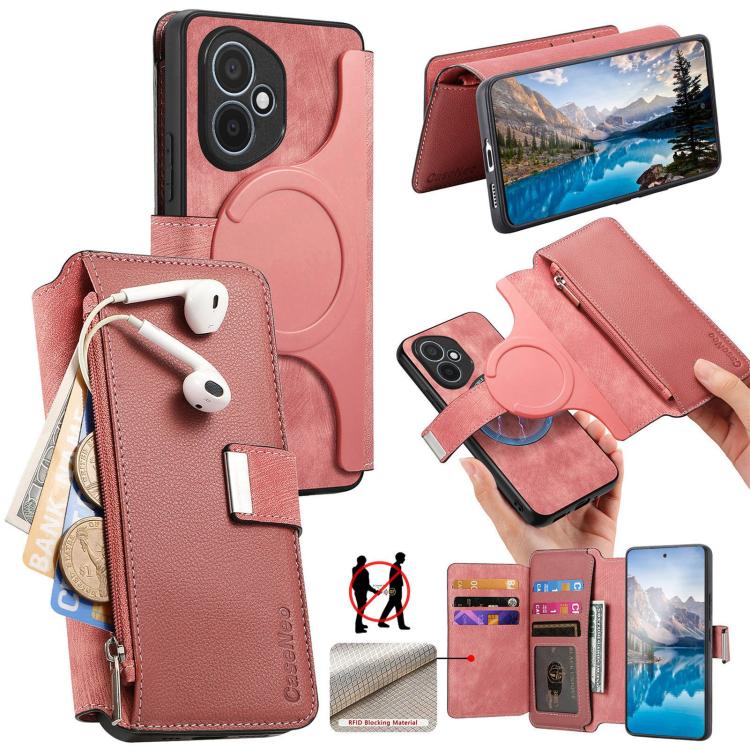 For Honor 400 Global 156.5mm CaseNeo MagSafe RFID Anti-theft Zipper Wallet Retro Leather Phone Case(Pink) - free shipping - PMC Jewellery - Order now!