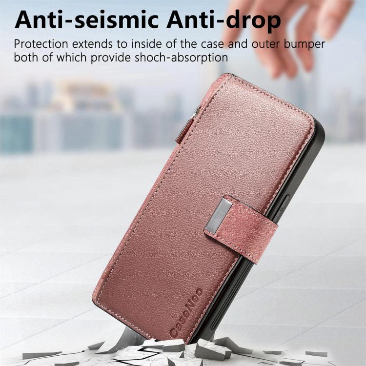 For Honor 400 Global 156.5mm CaseNeo MagSafe RFID Anti-theft Zipper Wallet Retro Leather Phone Case(Pink)