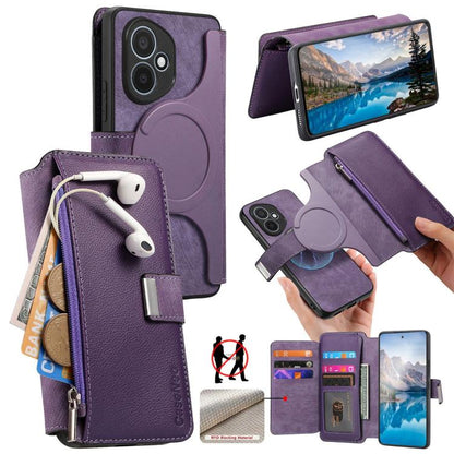For Honor 400 Global 156.5mm CaseNeo MagSafe RFID Anti-theft Zipper Wallet Retro Leather Phone Case(Purple) - free shipping - PMC Jewellery - Order now!