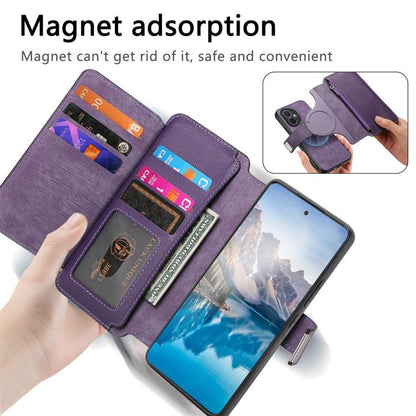 For Honor 400 Global 156.5mm CaseNeo MagSafe RFID Anti-theft Zipper Wallet Retro Leather Phone Case(Purple) - free shipping - PMC Jewellery - Order now!