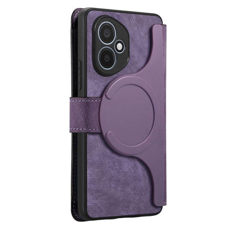 For Honor 400 Global 156.5mm CaseNeo MagSafe RFID Anti-theft Zipper Wallet Retro Leather Phone Case(Purple)
