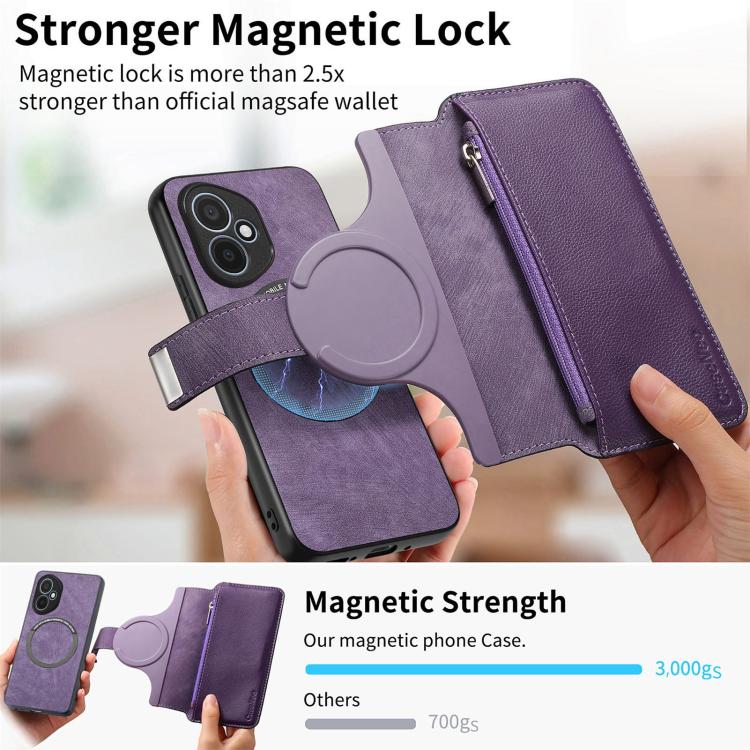 For Honor 400 Global 156.5mm CaseNeo MagSafe RFID Anti-theft Zipper Wallet Retro Leather Phone Case(Purple) - free shipping - PMC Jewellery - Order now!
