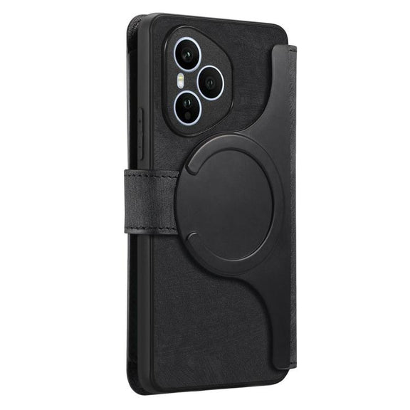 For Honor 400 Pro Global 160.8mm CaseNeo MagSafe RFID Anti-theft Zipper Wallet Retro Leather Phone Case(Black)