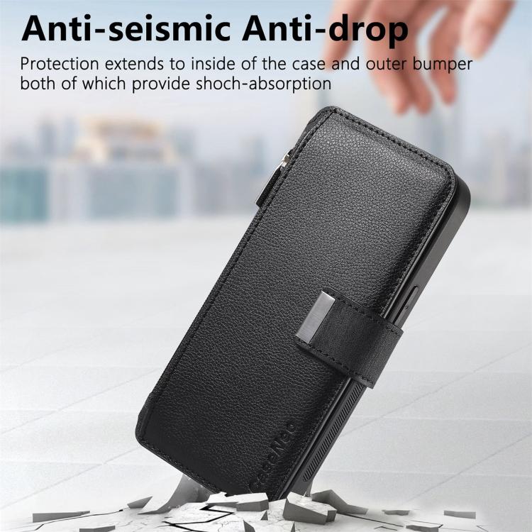 For Honor 400 Pro Global 160.8mm CaseNeo MagSafe RFID Anti-theft Zipper Wallet Retro Leather Phone Case(Black) - free shipping - PMC TechLife - Order now!