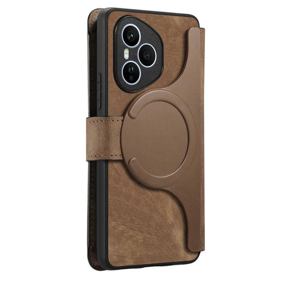For Honor 400 Pro Global 160.8mm CaseNeo MagSafe RFID Anti-theft Zipper Wallet Retro Leather Phone Case(Brown)