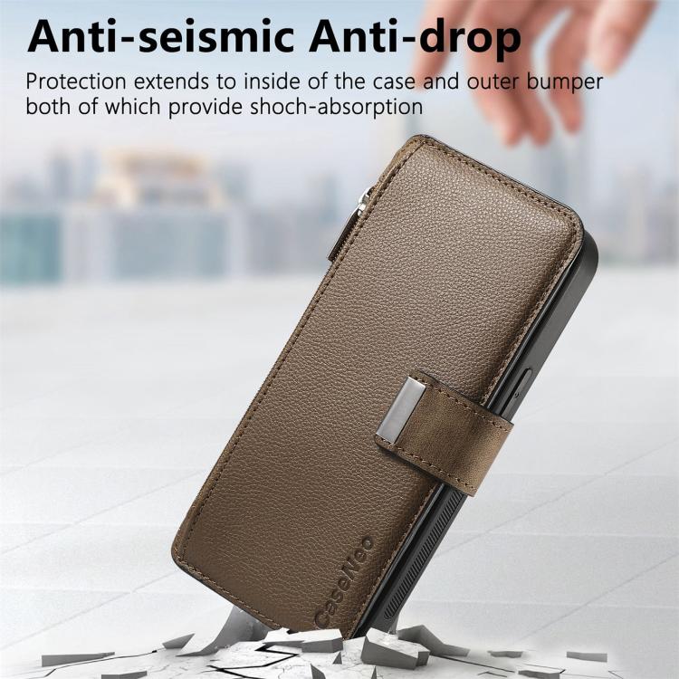 For Honor 400 Pro Global 160.8mm CaseNeo MagSafe RFID Anti-theft Zipper Wallet Retro Leather Phone Case(Brown)