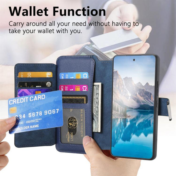 For Honor 400 Pro Global 160.8mm CaseNeo MagSafe RFID Anti-theft Zipper Wallet Retro Leather Phone Case(Blue)
