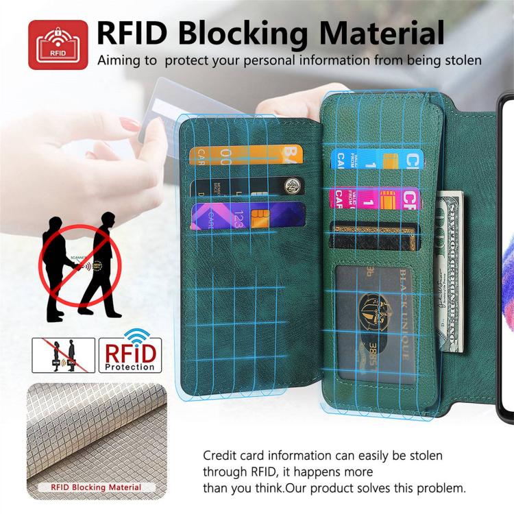 For Honor 400 Pro Global 160.8mm CaseNeo MagSafe RFID Anti-theft Zipper Wallet Retro Leather Phone Case(Green) - free shipping - PMC TechLife - Order now!