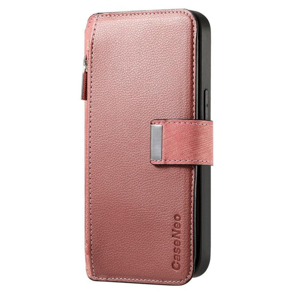 For Honor 400 Pro Global 160.8mm CaseNeo MagSafe RFID Anti-theft Zipper Wallet Retro Leather Phone Case(Pink)