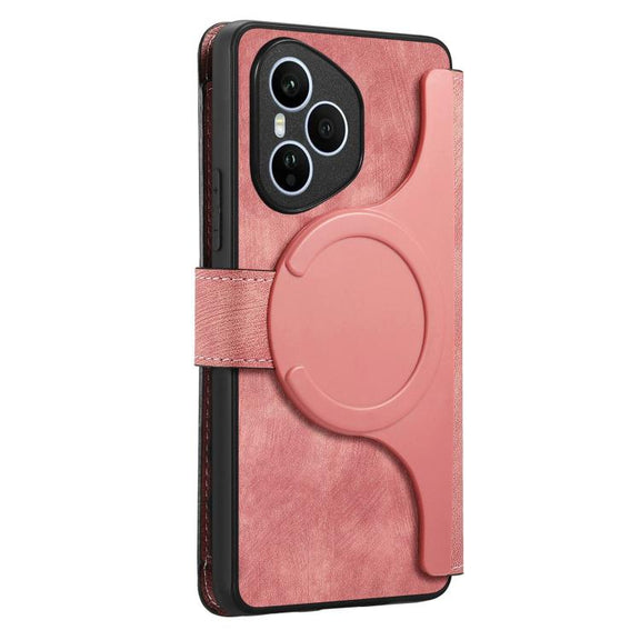 For Honor 400 Pro Global 160.8mm CaseNeo MagSafe RFID Anti-theft Zipper Wallet Retro Leather Phone Case(Pink)