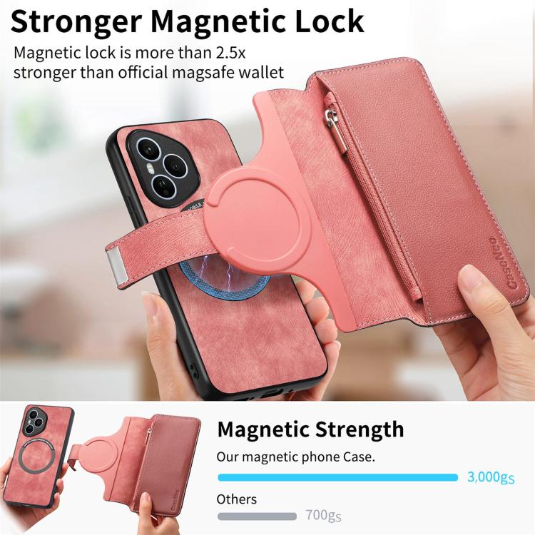 For Honor 400 Pro Global 160.8mm CaseNeo MagSafe RFID Anti-theft Zipper Wallet Retro Leather Phone Case(Pink) - free shipping - PMC TechLife - Order now!