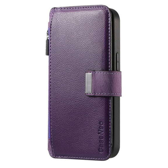 For Honor 400 Pro Global 160.8mm CaseNeo MagSafe RFID Anti-theft Zipper Wallet Retro Leather Phone Case(Purple)