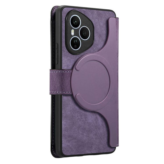 For Honor 400 Pro Global 160.8mm CaseNeo MagSafe RFID Anti-theft Zipper Wallet Retro Leather Phone Case(Purple)