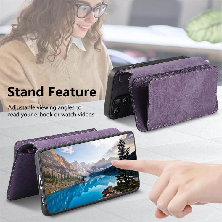 For Honor 400 Pro Global 160.8mm CaseNeo MagSafe RFID Anti-theft Zipper Wallet Retro Leather Phone Case(Purple)