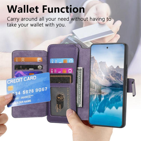 For Honor 400 Pro Global 160.8mm CaseNeo MagSafe RFID Anti-theft Zipper Wallet Retro Leather Phone Case(Purple)