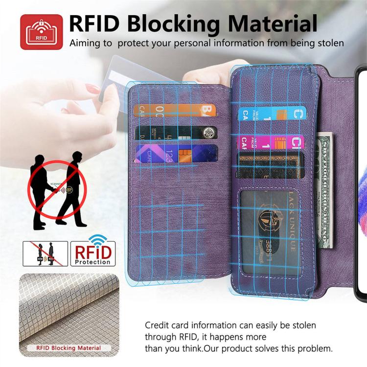 For Honor 400 Pro Global 160.8mm CaseNeo MagSafe RFID Anti-theft Zipper Wallet Retro Leather Phone Case(Purple)