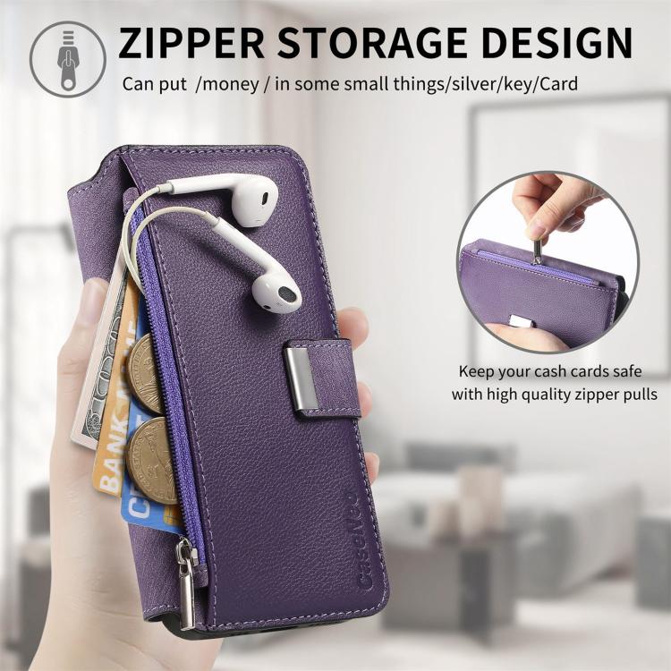 For Honor 400 Pro Global 160.8mm CaseNeo MagSafe RFID Anti-theft Zipper Wallet Retro Leather Phone Case(Purple)