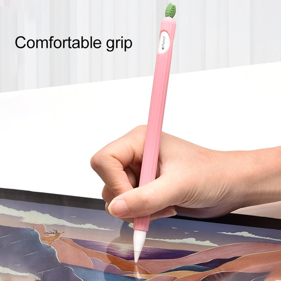 For Apple Pencil 1 Contrasting Color Mint Leaf Silicone Non-slip Protective Cover(Orange)