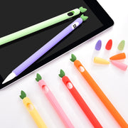 For Apple Pencil 1 Contrasting Color Mint Leaf Silicone Non-slip Protective Cover(Orange)