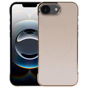 For iPhone 16e Electroplating Frameless Frosted Anti-Glare PC MagSafe Phone Case(Desert Gold)