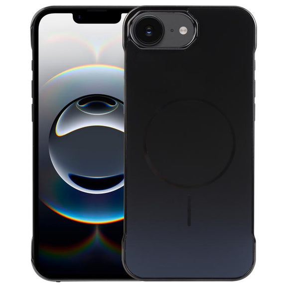 For iPhone 16e Electroplating Frameless Frosted Anti-Glare PC MagSafe Phone Case(Black)