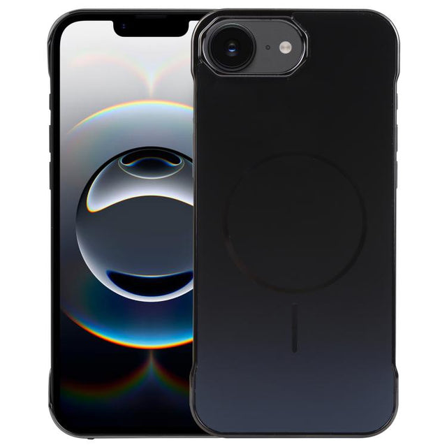 For iPhone 16e Electroplating Frameless Frosted Anti-Glare PC MagSafe Phone Case(Black)