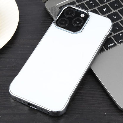 For iPhone 16e Electroplating Frameless Frosted Anti-Glare PC MagSafe Phone Case(Silver White) - free shipping - PMC Jewellery - Order now!