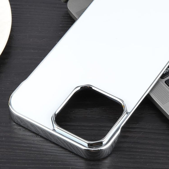 For iPhone 16e Electroplating Frameless Frosted Anti-Glare PC MagSafe Phone Case(Silver White)
