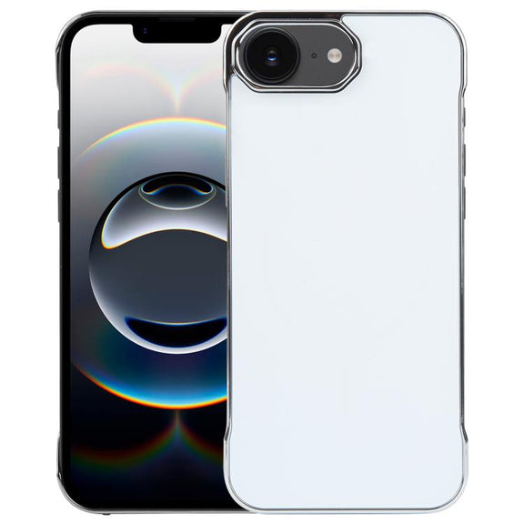 For iPhone 16e Electroplating Frameless Frosted Anti-Glare PC MagSafe Phone Case(Silver White)