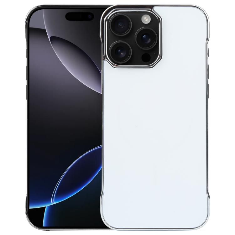 For iPhone 16 Pro Electroplating Frameless Frosted Anti-Glare PC MagSafe Phone Case(Silver White)